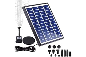 Upgrade 5.5W Solar Fountain Pump, FeelGlad Solar Water Pump with 6 Nozzles, Garden Fountain Solar Pond Pumps for Fish Ponds BirdBath, Garden Decoration, Water Cycling, No Electricity Required