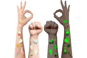 Cadeau Paques Enfant, 10 feuilles Tatouage Enfant de Pâques, Tatouages Temporaires Lumineux Petits Cadeaux de Pâques pour Enfants, Garniture de Panier Paques, Tatouage pour Décoration de Pâques