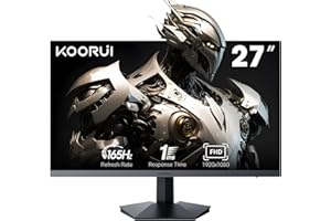 KOORUI Gaming Monitor 27 Pollici, Full HD (1920x1080) VA, 165Hz, 1ms, Adaptive Sync, 2xHDMI (2.0) & DisplayPort (1.4), sRGB 100%, VESA 75 * 75mm, Inclinazione Regolabile, DCI-P3 90%, Eye Care