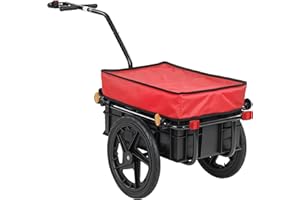 HOMCOM Remolque de Bicicleta para Carga 40 kg, Carro de Mano con Cubierta de Tela Oxford Impermeable, Reflectores, Marco de Acero y Asas para Transporte de Equipaje, 144x59x80 cm