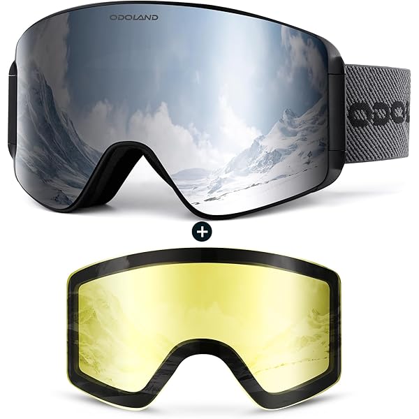 KAPVOE Fotochromische skibril Magnetische lens, Anti-condens, UV400- bescherming, Geschikt voor mannen, vrouwen en tieners Compatibel met helmen Ideaal voor skiën, snowboarden skaten 01