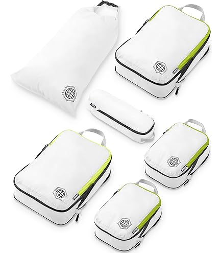 EPICKA Ultra-Lightweight Compression Packing Cubes - 4 Set of Water Resistant Durable Travel Organizer Bags, Expandable Travel Accessories for Carrying, Luggage, Suitcase, Backpack (Dark Grey