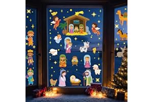 Augshy 9 Hojas Pegatinas de Reyes Magos de Decoración, Navidad Reyes Magos Ventanas Pegatinas, Navidad Nacimiento Pegatinas de Ventanas Cristal Decoración Adornos Pared Puerta Casa Navideños