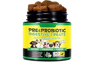 REBODUM Probiotics for Dogs, 30 Probiotic Tablets for Dog, Dog Probiotics for Gut Health Pre & Probiotic Digestive for All Dogs Health & Energy, Duck Flavor