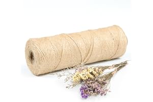MDDK DY Ficelle en Jute Naturelle 1mm x 200m – Corde Solide et Polyvalente pour Jardinage, Bricolage et Décoration et Emballage Cadeau