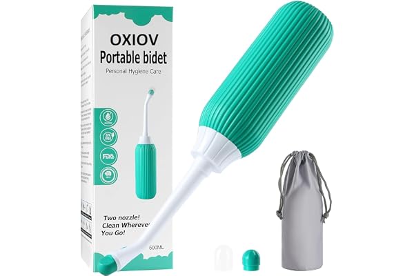 OXIOV 500ML Plastic Retractable Handheld Water Spray Bidet, Easy-to-use Portable Bidet with Angled Nozzle Spray, Travel Bag (Multicolor)