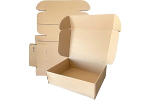 YOUMAR CREATIVE SOLUTIONS Youmar Solutions - 25 Stück Maxibriefkarton (M) 250x180x80 MM , Braun, weiß Versandkarton für Büchersendung Geschenk Box