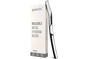 ZOMCHI Dermaplaning Tool for Face, Eyebrow Shaper for Women and Men, Precision Silicone Cover, Reusable Metal Handle - Polished Silver