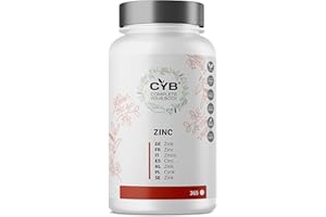 CYB COMPLETE YOUR BODY CYB | Zinco 25mg Puro ad Alto Dosaggio - 365 Compresse 1 Anno di Fornitura - Integratore Vegano Quotidiano - Integratori di Zinco Multivitaminico Vitamine e Minerali