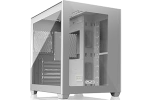 RAIJINTEK Paean C7 weißes, ATX PC-Gehäuse, Doppelkammer-Design, Seitenwand aus gehärtetem Glas, Front-I/O-USB-Typ-C-Anschluss, unterstützt 360 mm Heizkörper, weiß (0R20B00223)