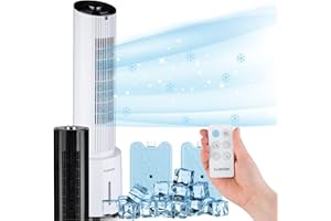 Klarstein Condizionatore Portatile 45W, 5-in-1 Ionizzatore, Climatizzatore, Raffrescatore d'Aria Silenzioso Con Night Mode, Ventilatore, Deumidificatore, Rinfrescatore ad Acqua, 4L,146m³/h, Bianco