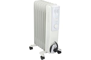 alpina Radiateur Bain d’Huile 1500W – Chauffage Bain d’Huile avec Thermostat – Radiateur Mobile avec roulettes et Protection Surchauffe – Blanc