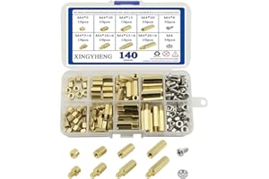 XINGYHENG BGTXINGI 140 Stück M4 Messing Stecker-Buchse/Buchse-Buchse Sechskant Messing Distanzstück Abstandhalter Schraube Mutter Sortiment Kit und Edelstahl Schraube Mutter Set (Messing M4)