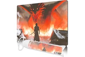 Nkddert MTG Playmat, Playmats for TCG 24" x 14" MTG Play Mat with Free Storage Bag for Cards Game Play Waterproof and Non-Slip Gaming Playmat(Fierce Dragon MTG Playmat)