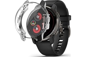 Miimall Schutzfolie Kompatibel mit Garmin Venu 2 Plus Hülle, Weiche TPU Rundum Displayschutz Schutzhülle Ultradünner Kratzfest Schutz Case für Garmin Venu 2 Plus - Schwarz