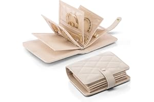 Vlando Travel Jewellery Box, Foldable Jewellery Organiser, Jewelry Storage, Jewellery Case with 5pcs Velvet Jewellery Pouches Bag for Necklace, Earring, Bracelets, Ring, Brooches,S (White)