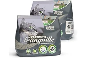 TRANQUILLE - Litière Agglomérante pour Chat avec Charbon Actif et Bicarbonate 2 x 6,5KG - Contrôle Optimal des odeurs et facilite Le Nettoyage de la litière grâce a Son Absorption supérieur