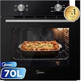 Midea 70L and 2100W Conventional Recessed Electric Oven - Black Built-in Oven with 4 Functions, ECO Mode - Ovens with Low Con