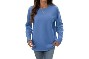 Aisprts Sweat Polaire Femme sans Capuche Sweatshirt Hiver en Molleton Sherpa, Haut Thermique à Manches Longues et Col Rond pour Maison et Extérieur