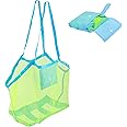 LONIMIA Beach Toy Bag, Large, Beach Bag, Mesh Bag for Sand Toy, Water Toy, Reusable and Foldable Children's Tidy Bag for Beach, Picnic, Swimming Pool, Family Holiday