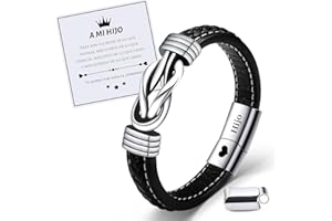 VU100 Regalo para Hijo/Hombre/Papá Pulsera de Cuero para Hombre Te Amo Pulsera Regalo inspiración Regalo de Cumpleaños para Hijo Papá Novio Esposo-Con Caja de Regalo