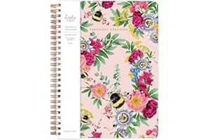 LOLA DESIGN LTD Lola Design - Large Spiral Notebook Organiser, Pink Bee Pattern Design - Planners & Journals - Wiro Bound Notebook with To-Do Lists & Priorities Section - 176x250mm, 250 Lined Pages