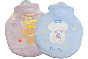 ICELSA 2 Pezzi Borsa Acqua Calda Peluche, Boule Acqua Calda Borsa Acqua Calda Piccola per Riscaldarsi e Alleviare il Dolore