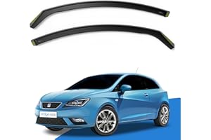 EdgeVisors Wind Deflectors | Fits: SEAT IBIZA MK4 6J (2008-2017) 3 Door Coupe 2pc Set | In-Channel Rain Guards for Wind, Rain & Sun Protection, Easy Installation - Tinted