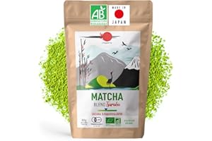 ORIGEENS Tè Matcha Bio giapponese – Blend Shizuoka e Kagoshima – Polvere di Tè Verde Matcha Bio – Sacchetto da 80g – Tè Matcha