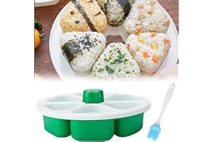 Nizirioo Onigiri Lot de 6 moules à sushis triangulaires anti-adhésifs avec pinceau à huile 6 en 1 pour la maison, le restaurant, le camping
