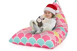 Nobildonna Funda para Silla de puf de Almacenamiento de Animales de Peluche Solo para niños y Adultos, puf Extragrande sin Relleno, Soporte y Organizador de Juguetes de Peluche, Lona de
