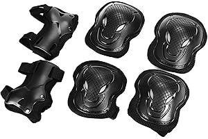 QCHOMEE 6pcs Protektoren Set rutschfest Schutzausrüstung Set für Jugendliche Erwachsene Schoner Set mit Handgelenkschoner Knieschoner Ellenbogenschoner Schützer Set für Skateboard Roller Radfahren S/M/L