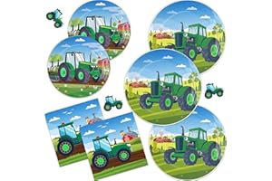 APDECCLK Tractor Farm Party Tableware Set- 40 Piece Farm Animal Barn Party Supplies, include Plates, Napkins for The Green Tractor Kid's Birthday Party Decoration,Serve 10 Guests