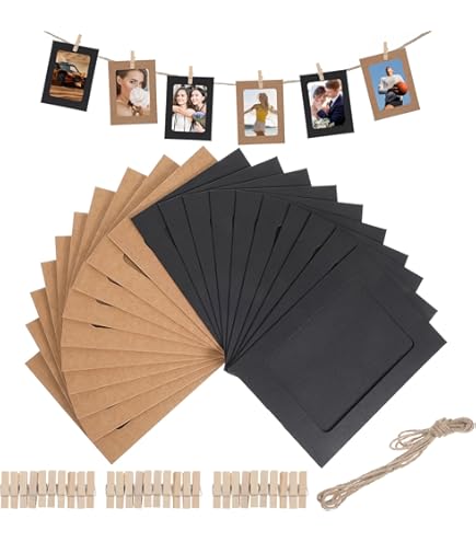 DIY Fotogirlande Set 40 Teile - Mit Rahmen, Klammern & 8m Hanfseil Für Wanddekoration