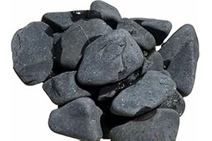 RÚSTICOS JUAN GARCÍA Pack 3 Sacos Canto RODADO Negro - 3 Sacos DE 20 KG - TAMAÑO Mediano 25/40 MM - Piedra Decorativa Negra