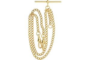 I LUV LTD Double Albert Chain for Pocket Watch - Finished in Rolled Gold - Gift Gents