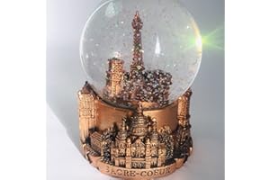 M&HONG VIANAYA Paris Eiffel Tower Snow Globe - Resin Base with 3D Monuments and Glass Globe with Glitter - Copper - Medium (Height 11 cm)
