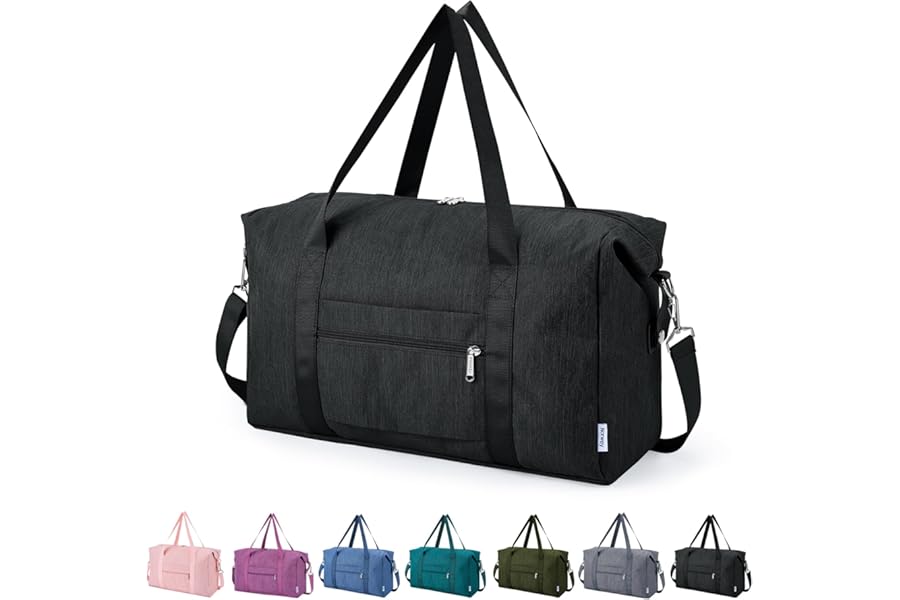 Narwey for Easyjet Cabin Bag 45x36x20 New Easyjet Underseat Bag Foldable Hospital Travel Duffel Carry on Luggage Weekend Overnight Holdall Bags for Women and Men 25L (Black)