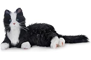 Ageless Innovation Joy For All chat de compagnie interactif - Compagnon réaliste plus vrai que nature, pelage doux et ronronnements apaisants, sans assemblage - Noir et blanc