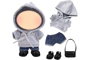 CARREUTY 17 cm Doll Clothes Puppen, Grau Sport Puppe Kleidung Zubehör Set mit Sport Hoodie Denim Shorts Tasche Schuhe Halskette für Mädchen Geburtstagsgeschenk, Keine Puppe