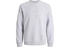 JACK & JONES Jcopoint Sweat Badge Crew Neck Bf, Vit melange, XL