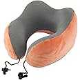 PRIME PICK Extra Soft Memory Foam Luxury Travel Neck Pillow with Head Support for Airplane, Car, Train, Bus and Home Light Weight & Easy to Carry (Orange, Pack of 1)