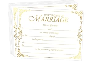 wootile Marriage Certificates with Gold Foil Edges 11 x 8.5 Inch Blank Certificate Paper Wedding Certificates Blank Wedding Certificate for Wedding Ceremony Proposals 24 Pcs (Gold)