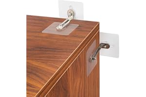 WOFEU Ancres murales adhésives pour meubles, 10Paquets Anti-Basculement Ancrages Kit pour Protection des Bébés et Animaux, Métal Sangle de Muraux pour Armoire Dressoir Etagère, Pas de Forage