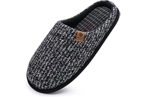 ONCAI Chaussons Homme Pantoufles à Hiver Chaussures Chaudes pour La Maison en Mousse à Mémoire de Forme, Laine en Peluche Doublée Avec Semelle en Caoutchouc Antidérapante Taille 40-49 EU