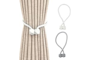 Lotnut 2pcs - Abrazaderas magnéticas sólidas, 45 cm con forma de cortina,magnéticas, fijación de cortina, decoración para oficina, hogar, hotel, diseño de refuerzo (blanco marfil y gris elegante)