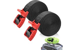 SENBALER 2 Car Roof Rack Straps 4.5M for Kayak,Surfboard,SUP,Ratchet Tie Down Straps,Tensioning Belts for Trolley,Bike,Motorcycle,Van (Black)