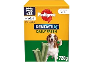 Pedigree Dentastix Fresh - Friandises pour Moyen Chien, Lot de 4 (4 x 28 = 112 Bâtonnets à Mâcher en totale)