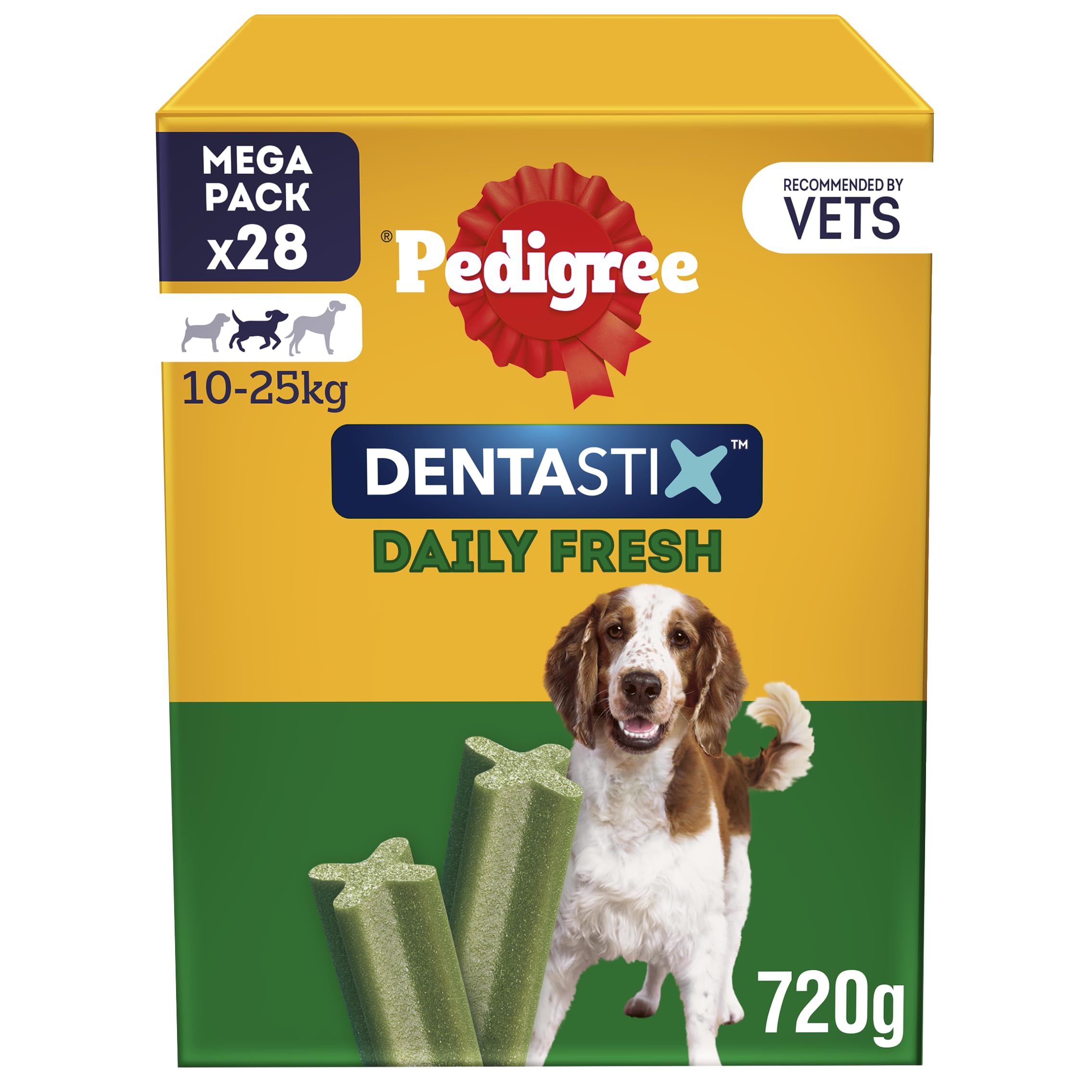 Pedigree Dentastix Fresh - Friandises pour Moyen Chien, Lot de 4 (4 x 28 = 112 Bâtonnets à Mâcher en totale)
