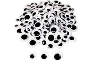 GEBETTER 190 pcs Wiggle Googly Eyes Self Adhesive 20/25/30mm Wobbly Googly Eyes Black Googly Doll Eyes for DIY Crafts Scrapbooking Halloween Doll Making Eyes